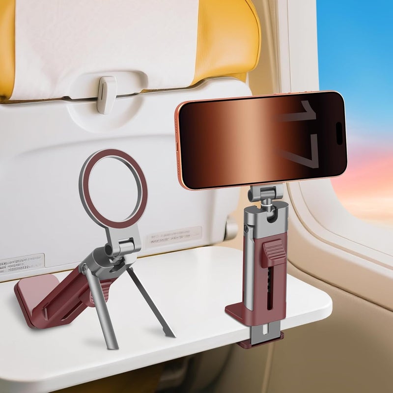 YAGHVEO Airplane Phone Holder Mount,360° Adjustable Hands-Free Mount,Flying Desk Home Long Flight Must Haves Accessories,for iPhone 17 16 15 14 Pro Max - Image 1